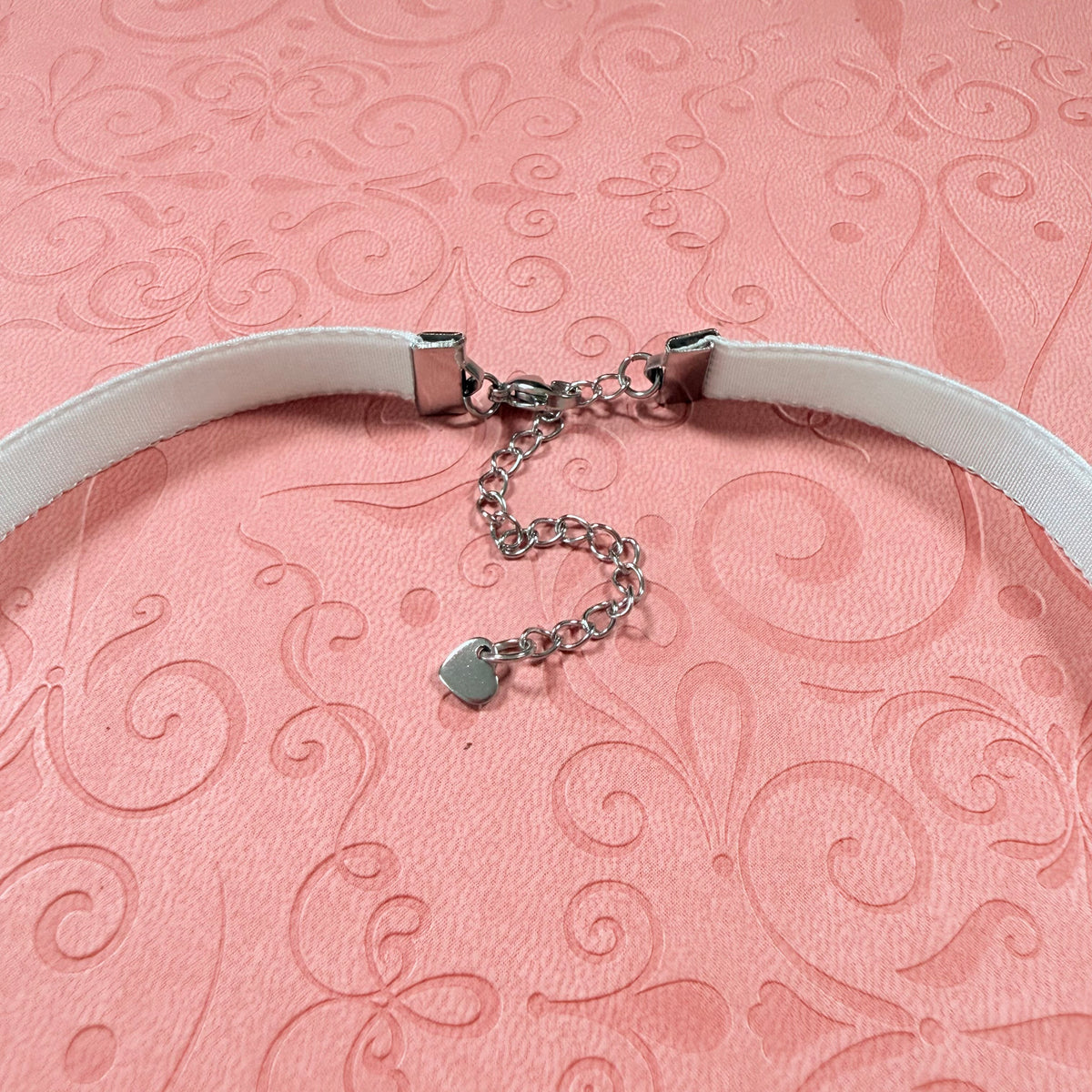 Silver Gray Velvet Choker Necklace
