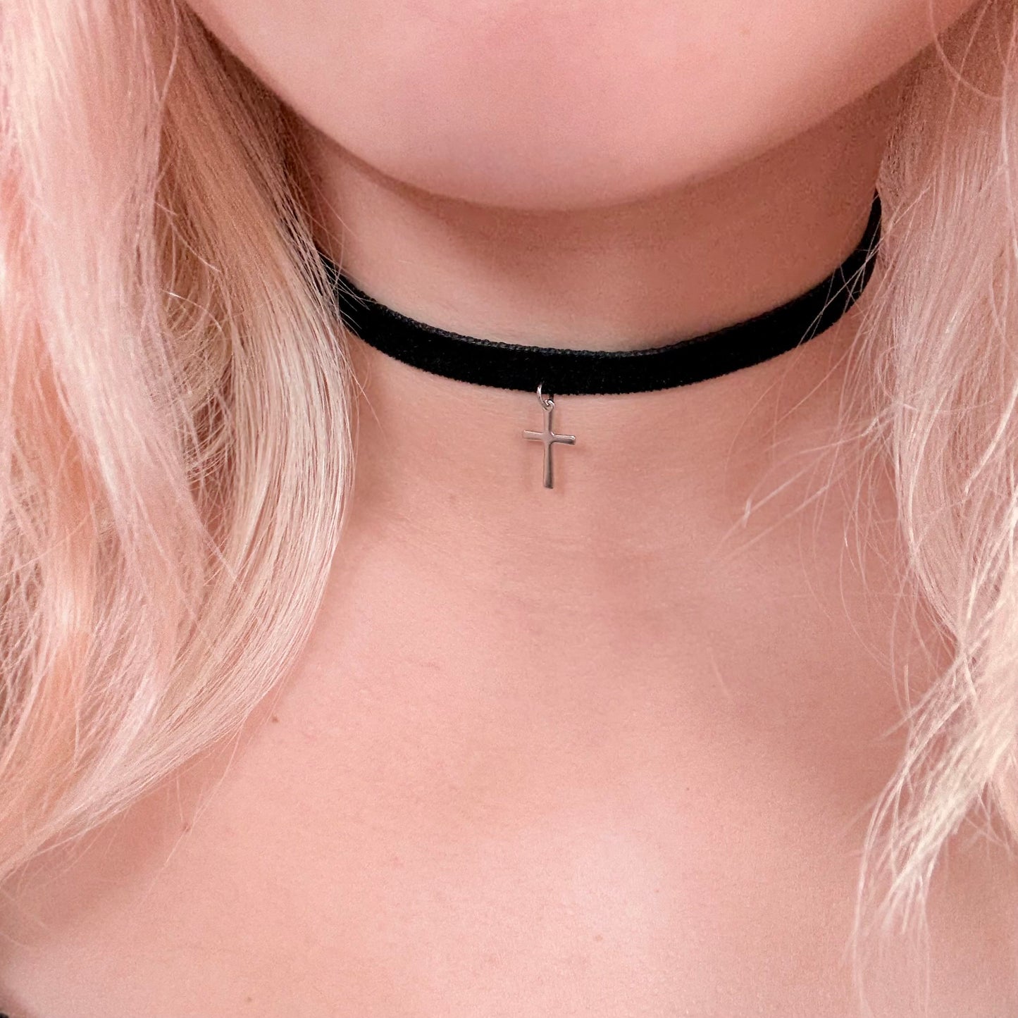 Cross Velvet Choker Necklace
