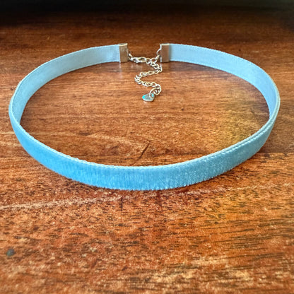 Slate Blue Velvet Choker Necklace