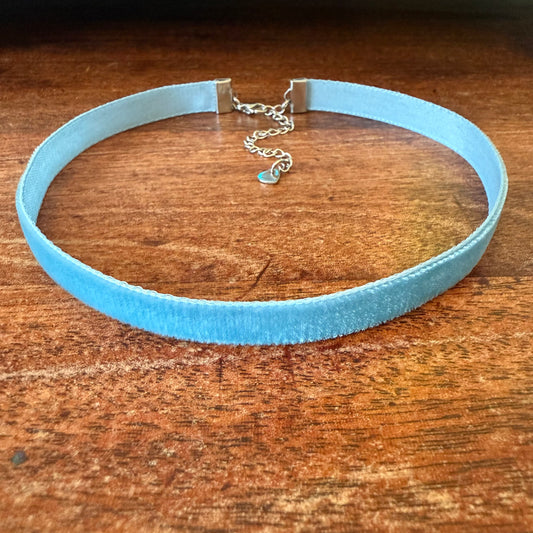 Slate Blue Velvet Choker Necklace