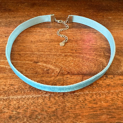 Slate Blue Velvet Choker Necklace