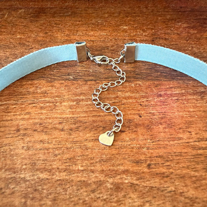 Slate Blue Velvet Choker Necklace