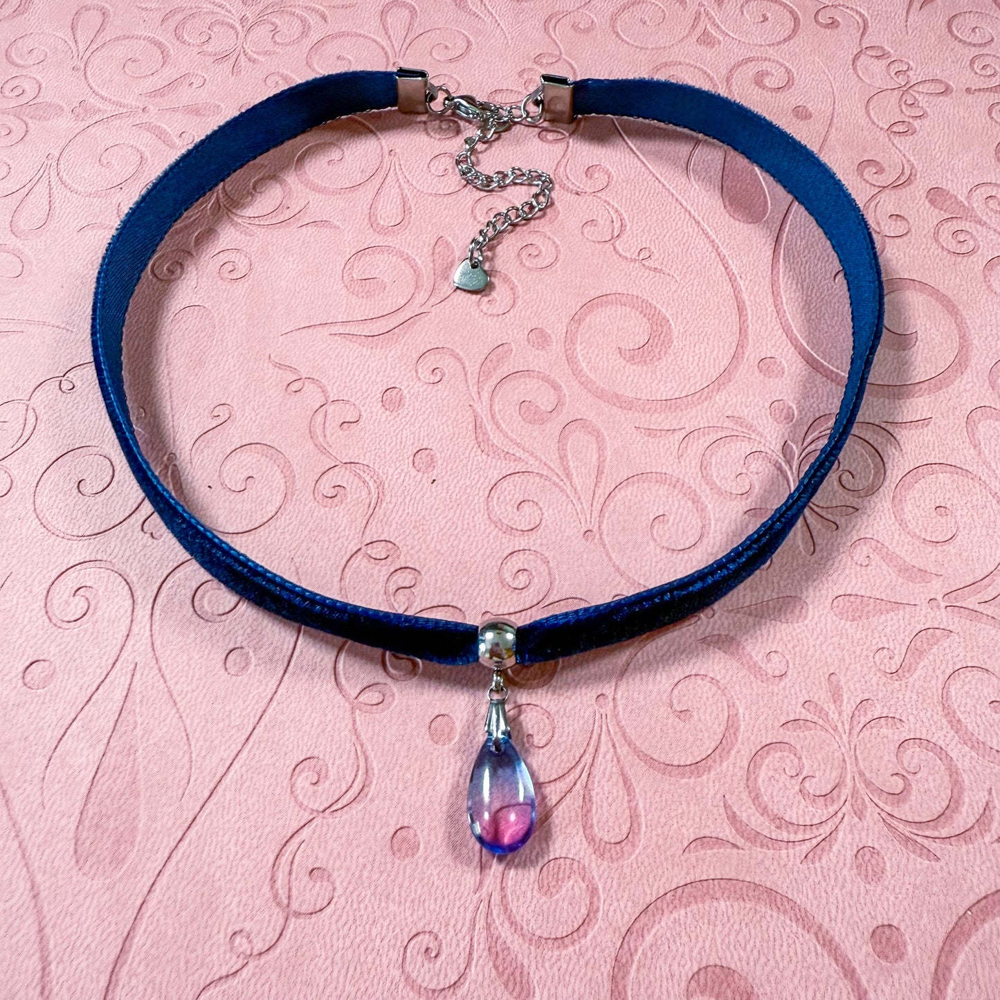 Twilight Dream Glass Teardrop Velvet Choker Necklace