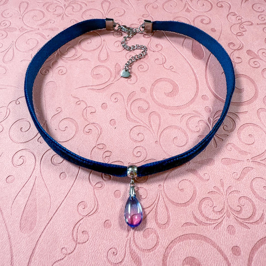 Twilight Dream Glass Teardrop Velvet Choker Necklace