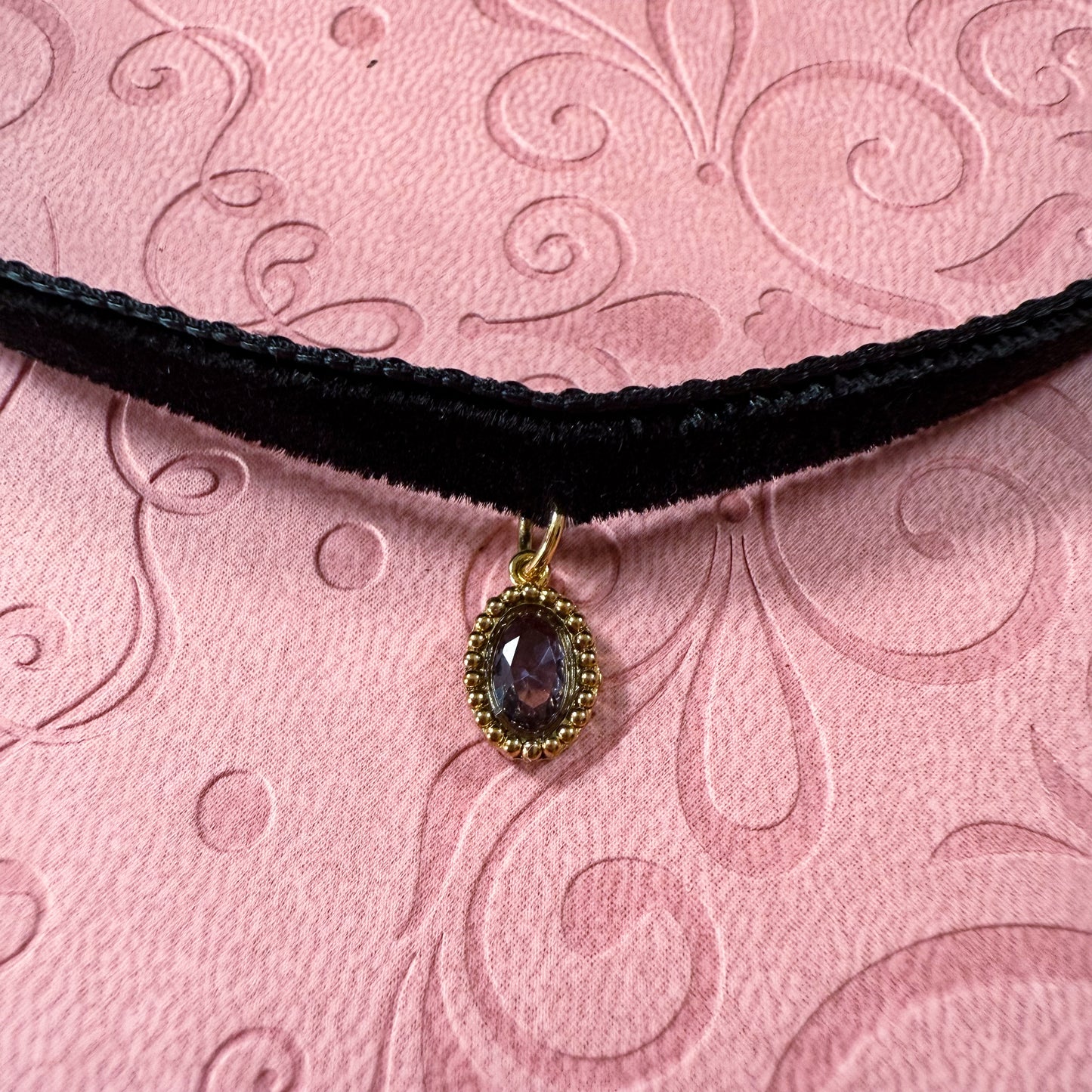 Golden Gem Velvet Choker Necklace