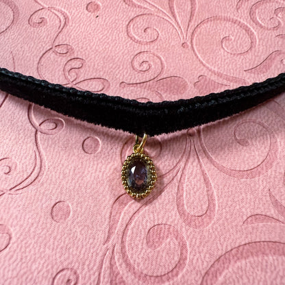 Golden Gem Velvet Choker Necklace
