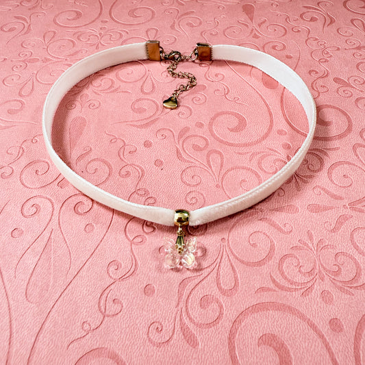 White Butterfly Velvet Choker Necklace