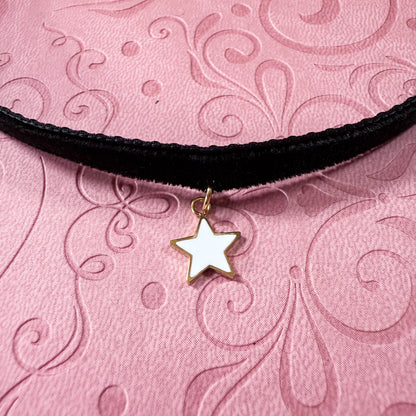 Enamel Star Velvet Choker Necklace