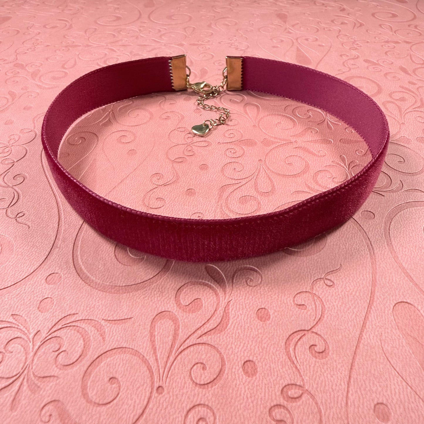 Wide Wine Red Velvet Choker Necklace