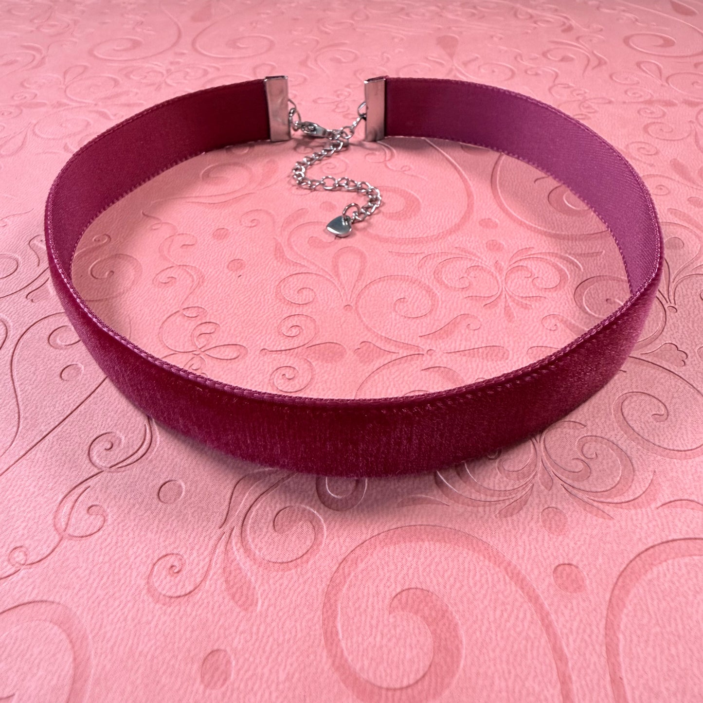 Wide Wine Red Velvet Choker Necklace