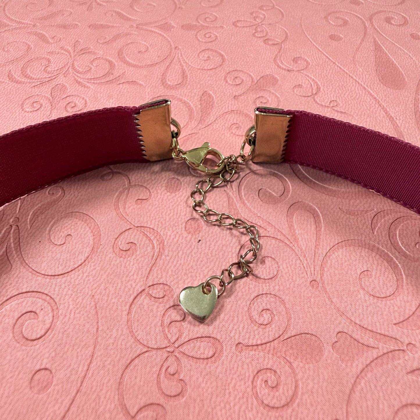 Wide Wine Red Velvet Choker Necklace